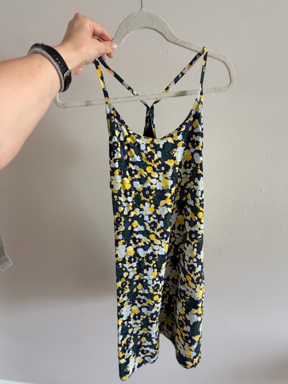 Original Outdoor Voices Exercise Dress w/ short liner - Navy Floral Print